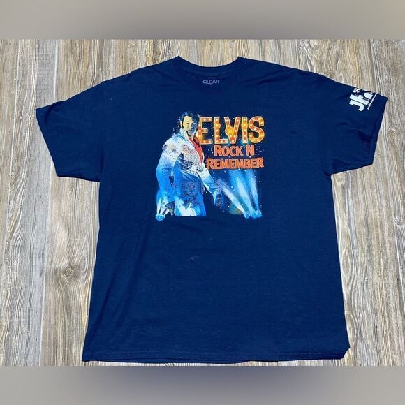 Vintage Other - ELVIS PRESLEY GRACELAND T SHIRT Rock N Remember Blue Sz XL